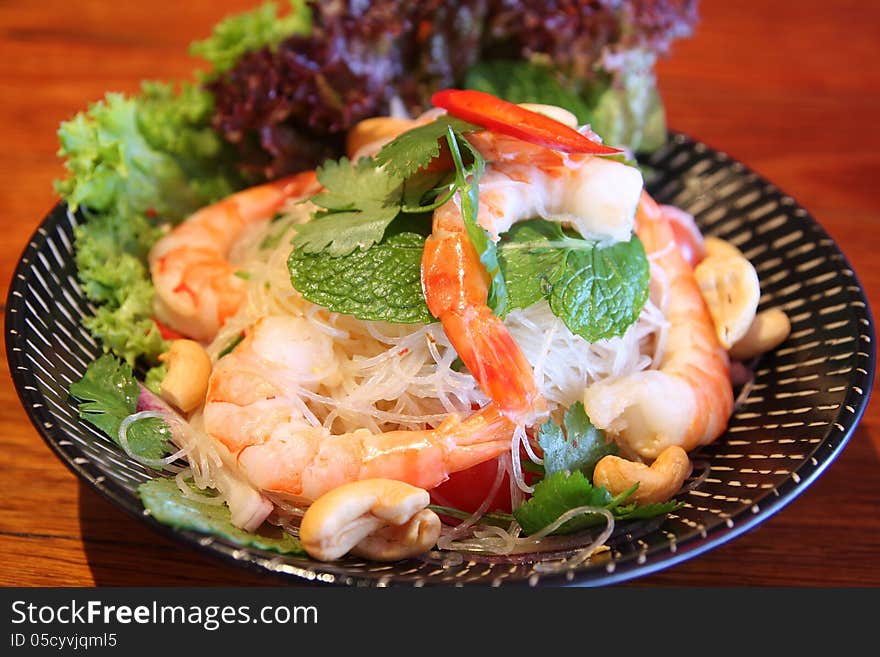 Thai style salad. Prawn with vermicelli noodle. Thai style salad. Prawn with vermicelli noodle.