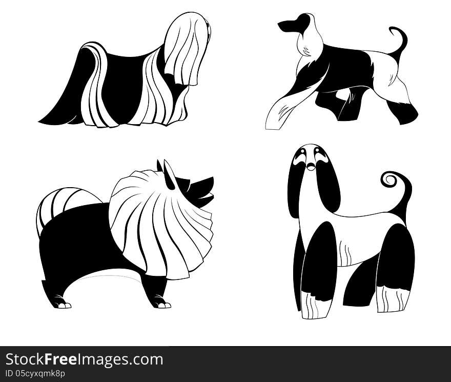 Vector dog silhouettes for design