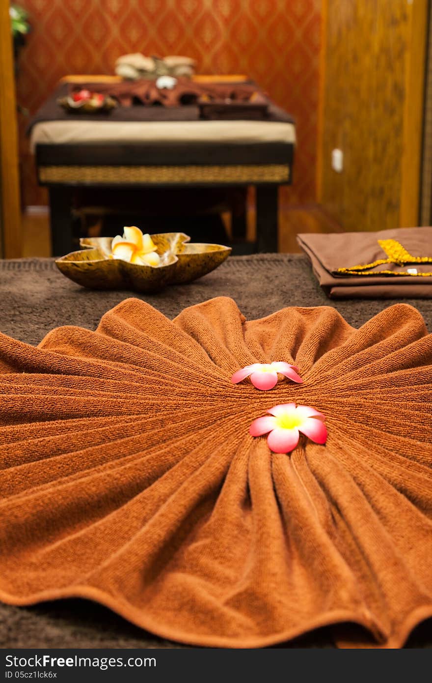 Interior of Thai spa for relaxing.