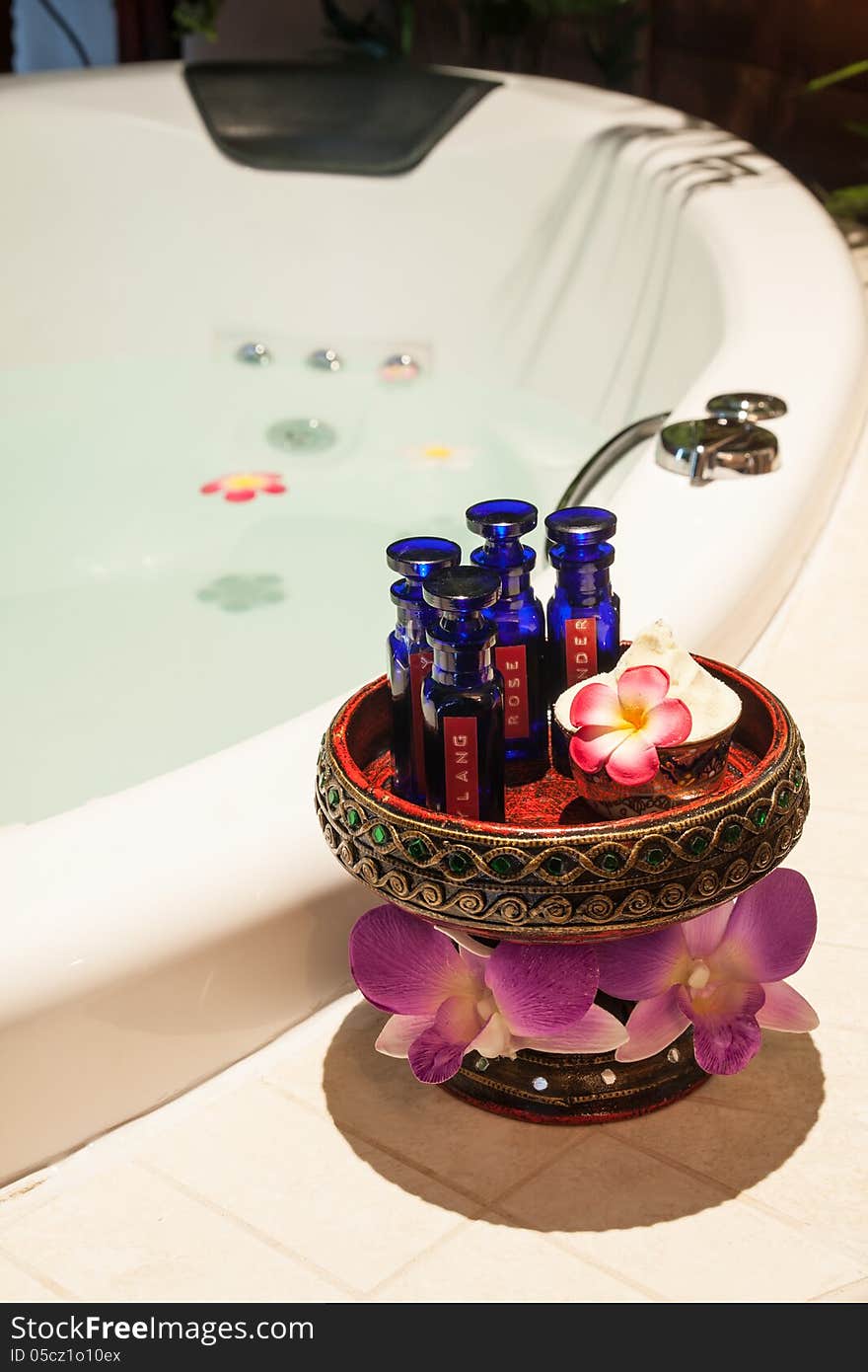 Interior of Thai spa for relaxing.