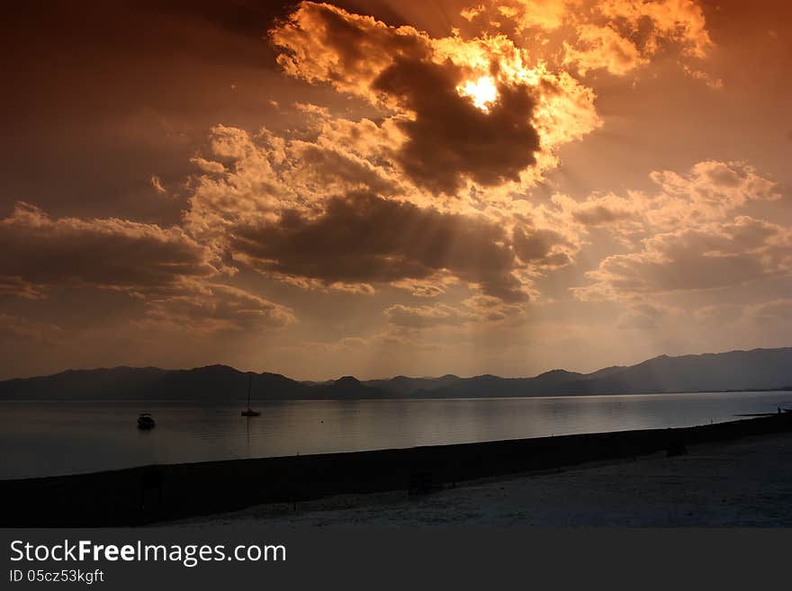 The quiet before sunset beach