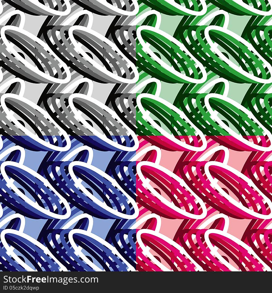 Seamless abstract pattern in four variants.