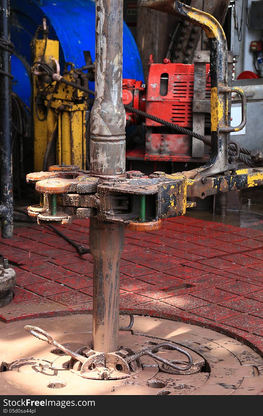 Drill Pipe And Rig Tong On The Rig Floor