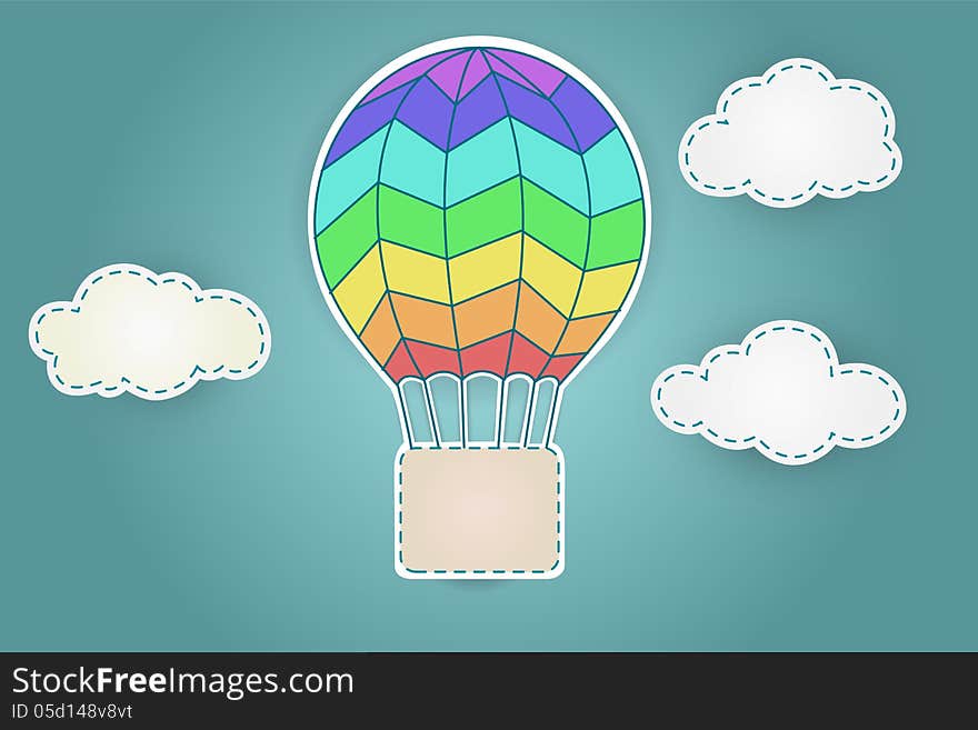 Colorful aerostat with clouds. This is file of EPS10 format.