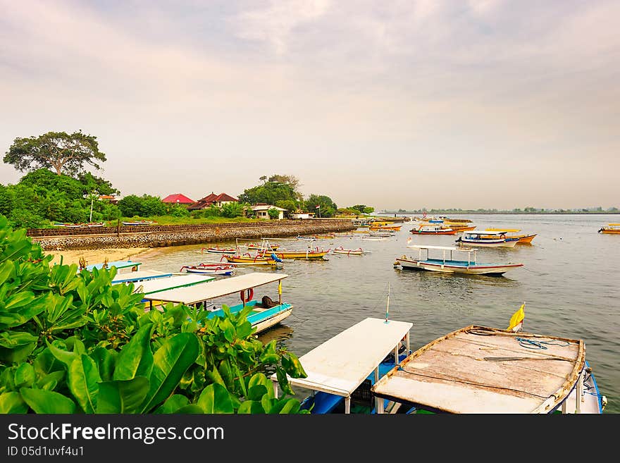 Indonesia Bali Benoa.The boats in harbour.