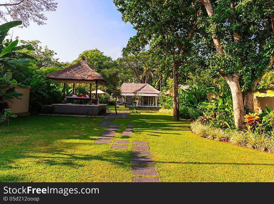 Indonesia Bali Kuta.The quiet thatched sheds.