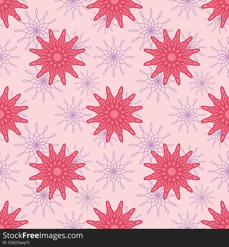 Pink seamless pattern of floral ornament. Vector illustration. Pink seamless pattern of floral ornament. Vector illustration