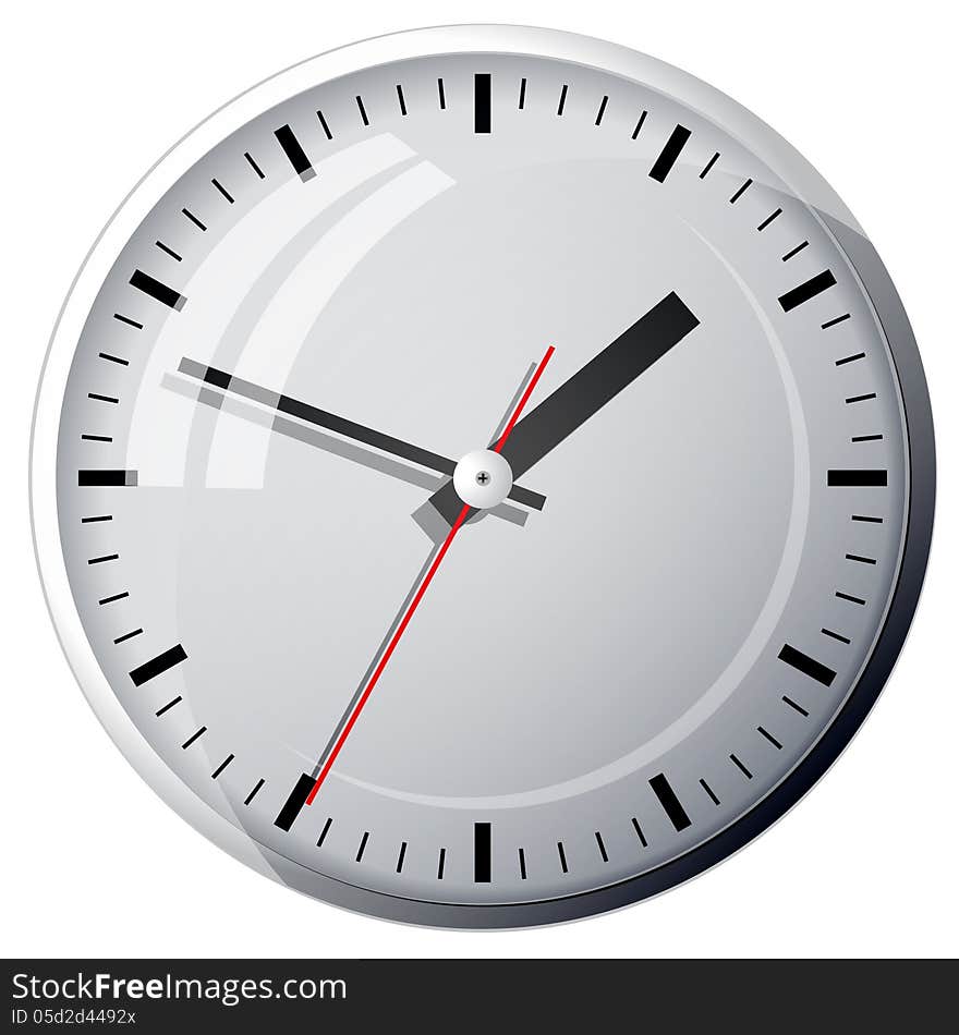 Wall mounted digital clock. Vector illustration.