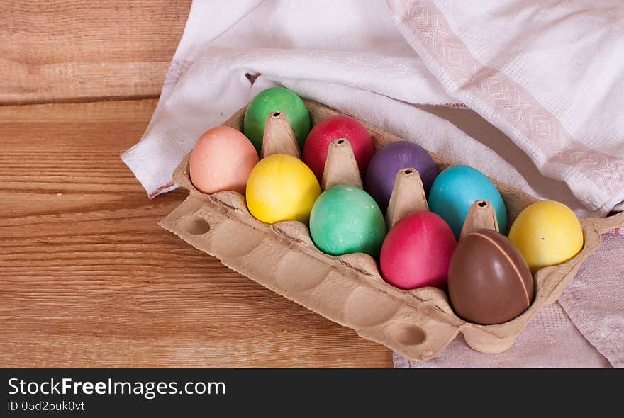 Easter eggs in a box