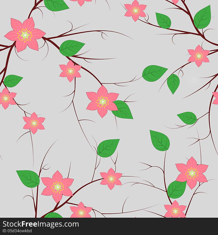 Cherry blossom branck seamless pattern. Cherry blossom branck seamless pattern