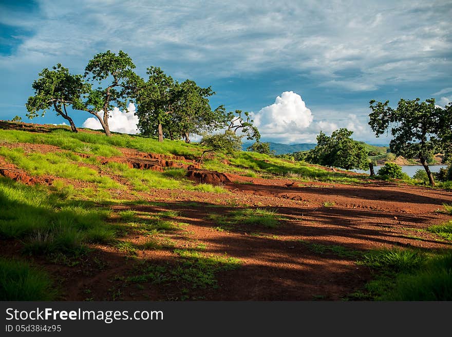 Multicolor sky, Red Earth and islands on archipelago Flores, Indonesia. Multicolor sky, Red Earth and islands on archipelago Flores, Indonesia