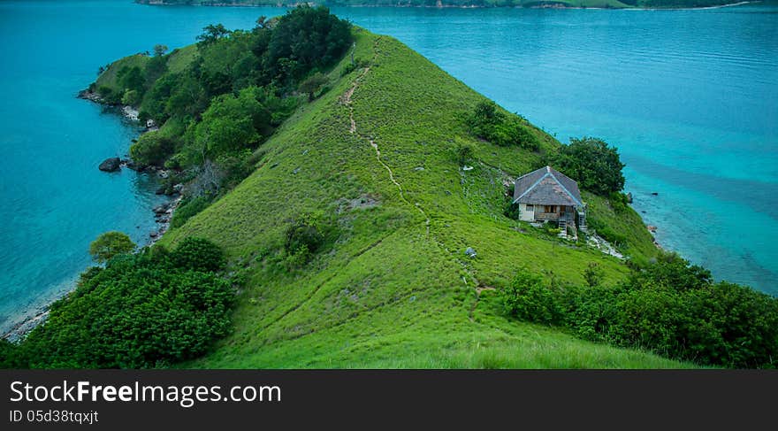 Transparent sea and green way on Seraya island, archipelago Flores, Indonesia. Transparent sea and green way on Seraya island, archipelago Flores, Indonesia