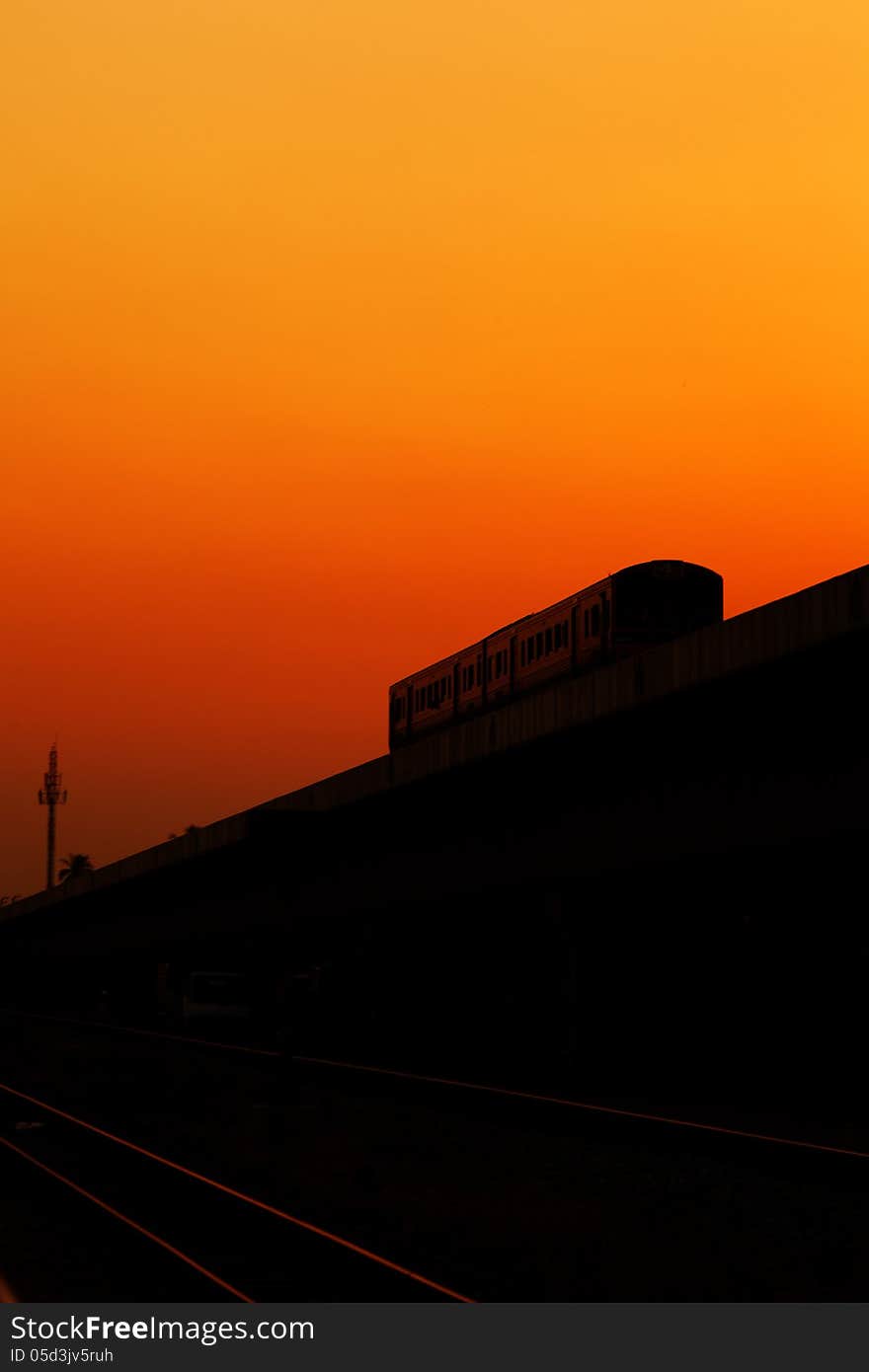 Silhouette railway