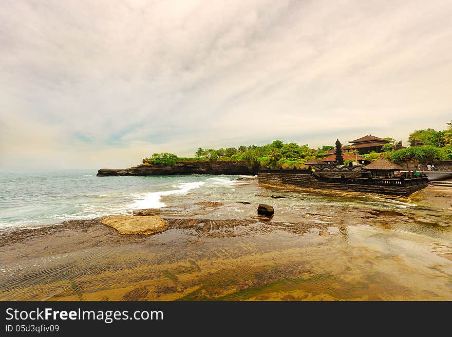 Indonesia Bali island.Tanah Lot in the vicinity, the beach at low tide.