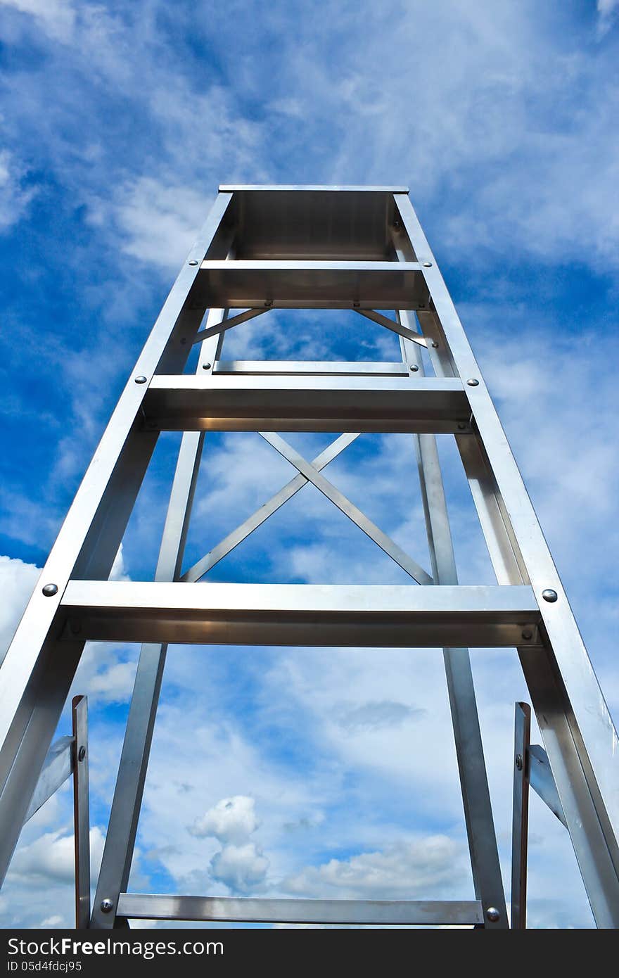 Stainless steel ladder to the sky