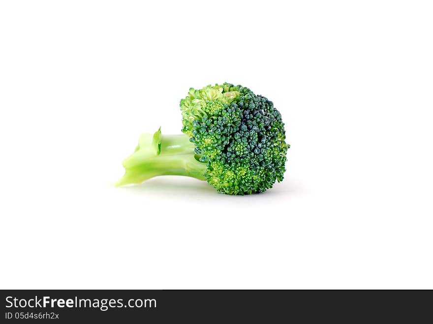 A fresh green cauliflower on the white background.