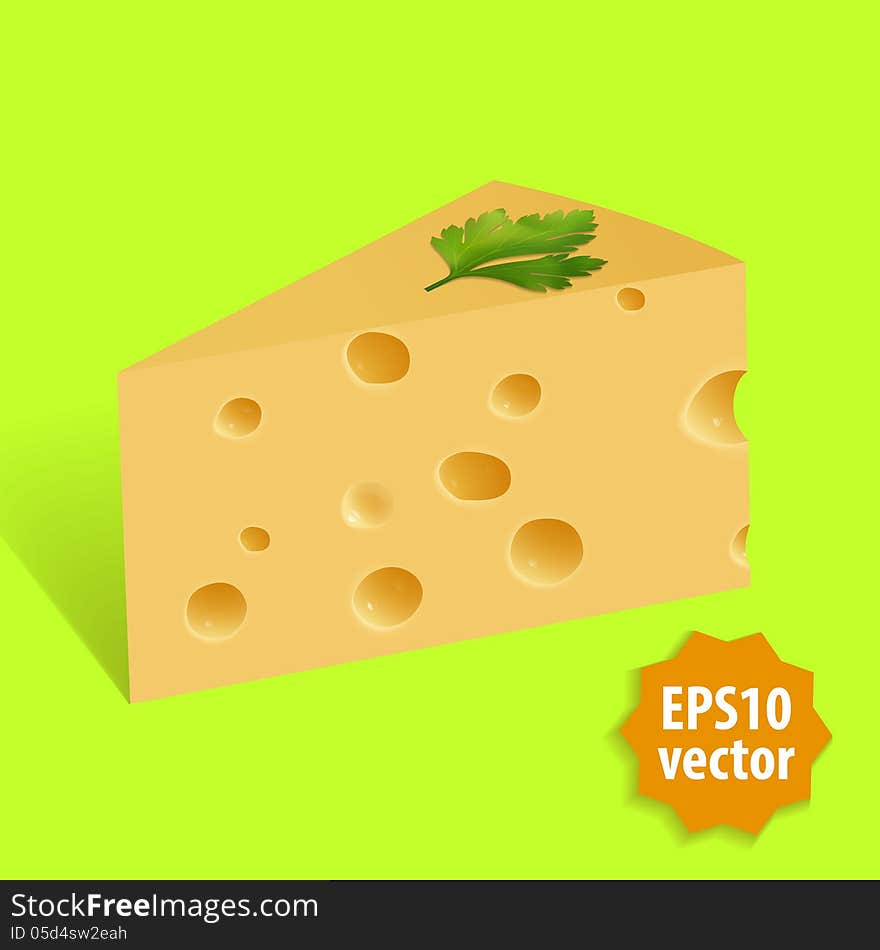 Realistic illustration of a piece of cheese. Realistic illustration of a piece of cheese