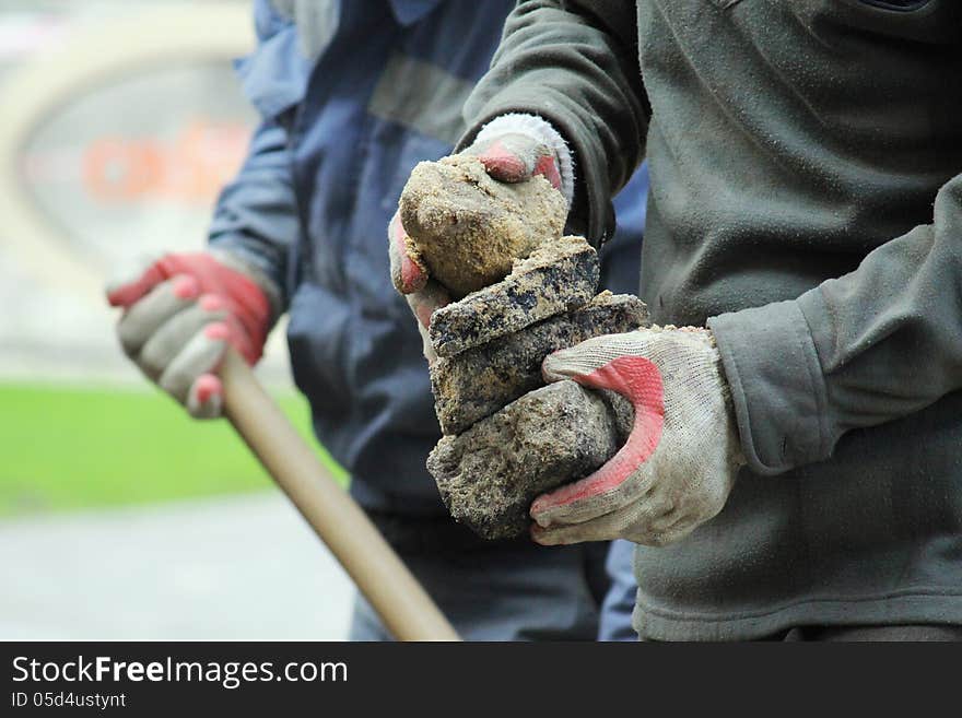 Work on the construction (fragment, details). Work on the construction (fragment, details)