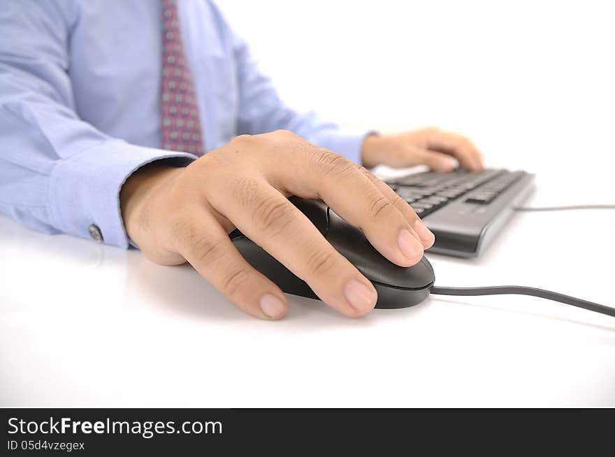 Hands typing on keyboard. This is office environment concept