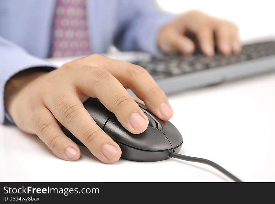 Hands typing on keyboard. This is office environment concept