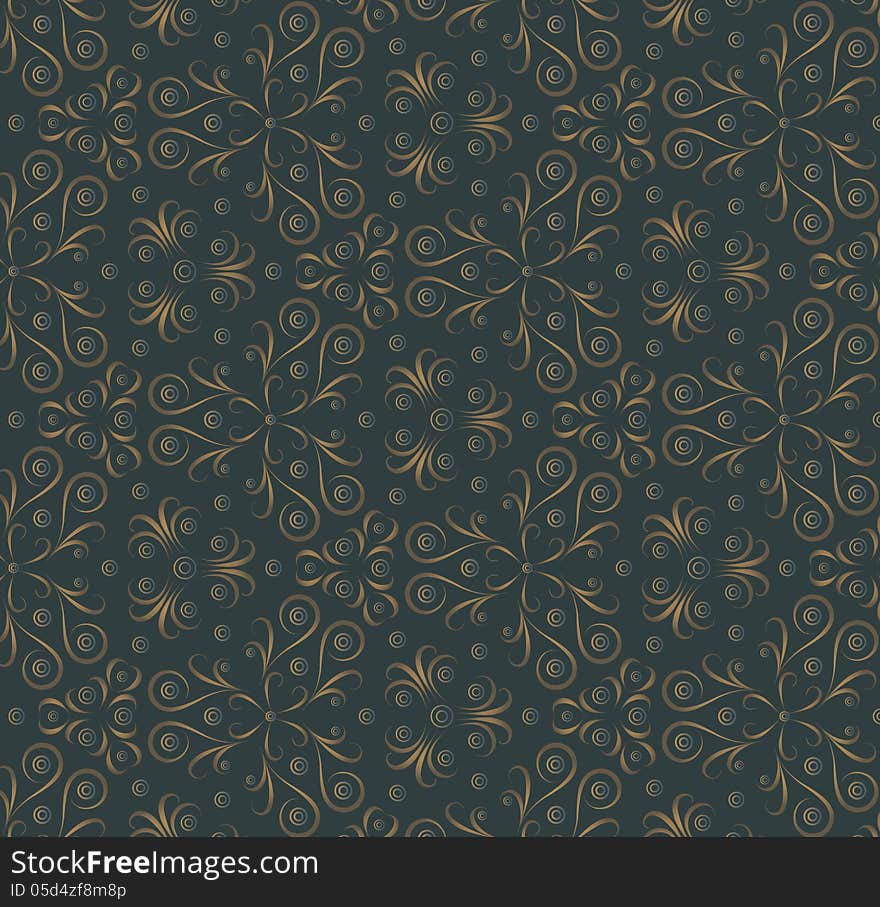 Abstract floral dark pattern. Vector seamless background