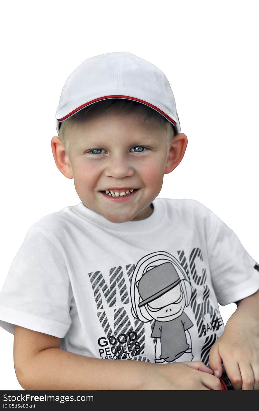 Emotions of children in different situations, facial expressions, gestures, posture, boy in a baseball cap on a white background. Emotions of children in different situations, facial expressions, gestures, posture, boy in a baseball cap on a white background