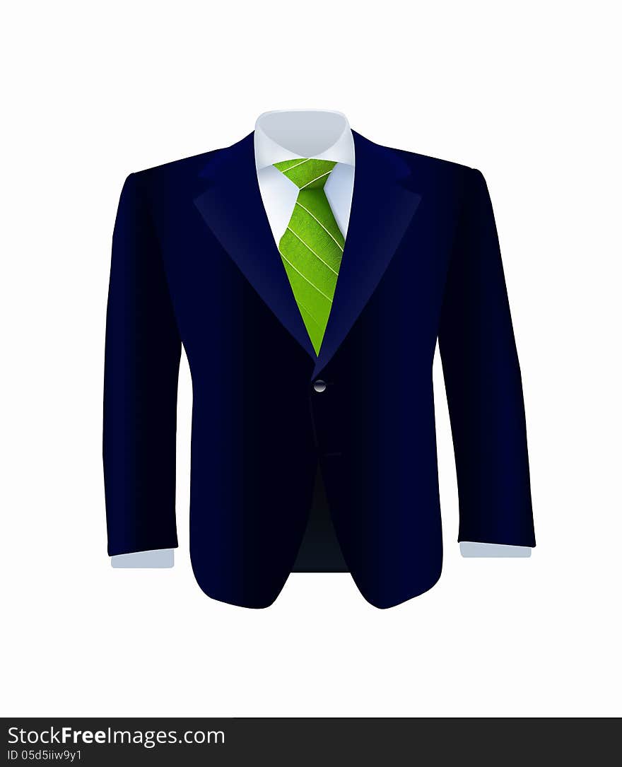 Isolated Blue Costume With Green Tie