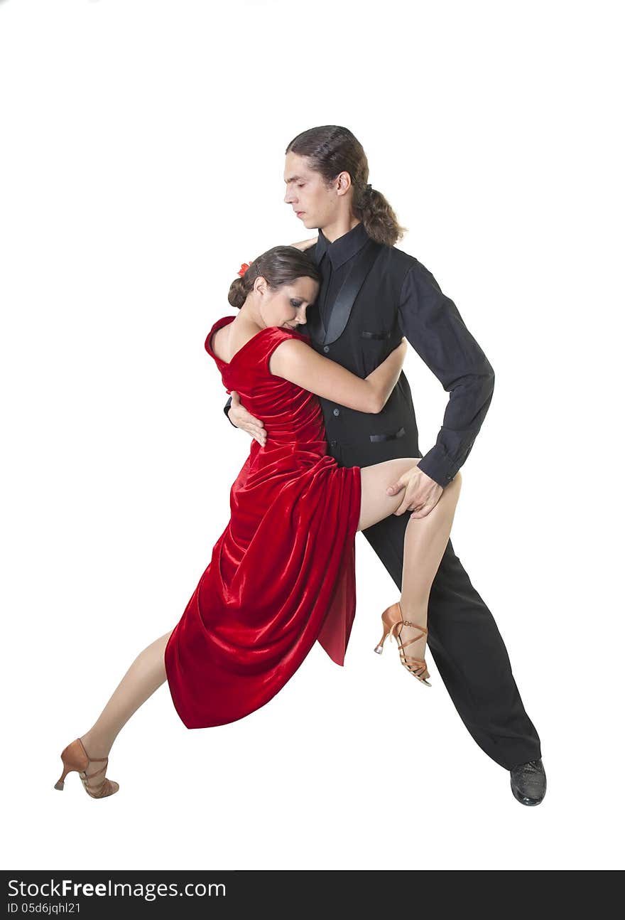 Young couple dancing tango