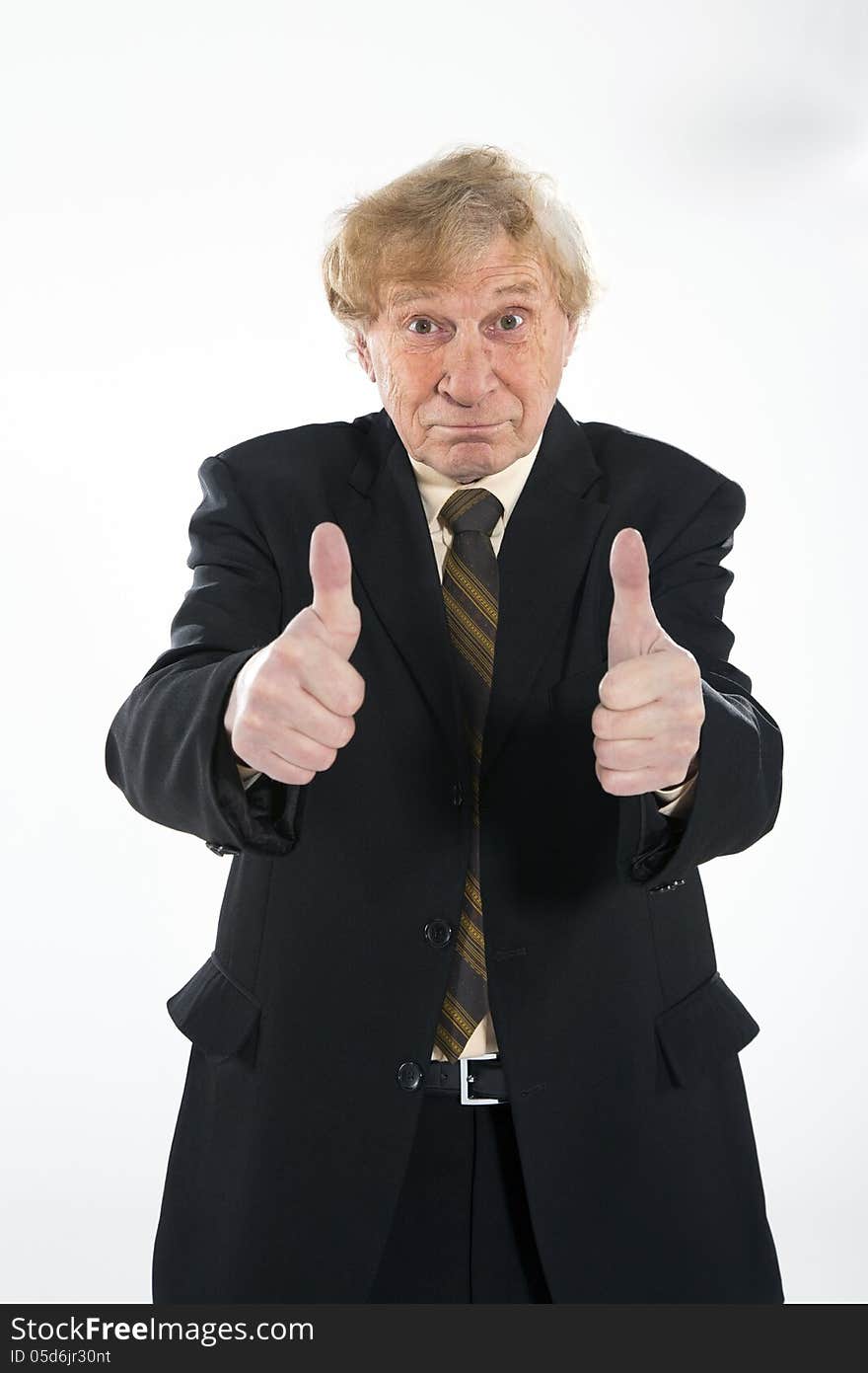 Stressed old business man white background. Stressed old business man white background