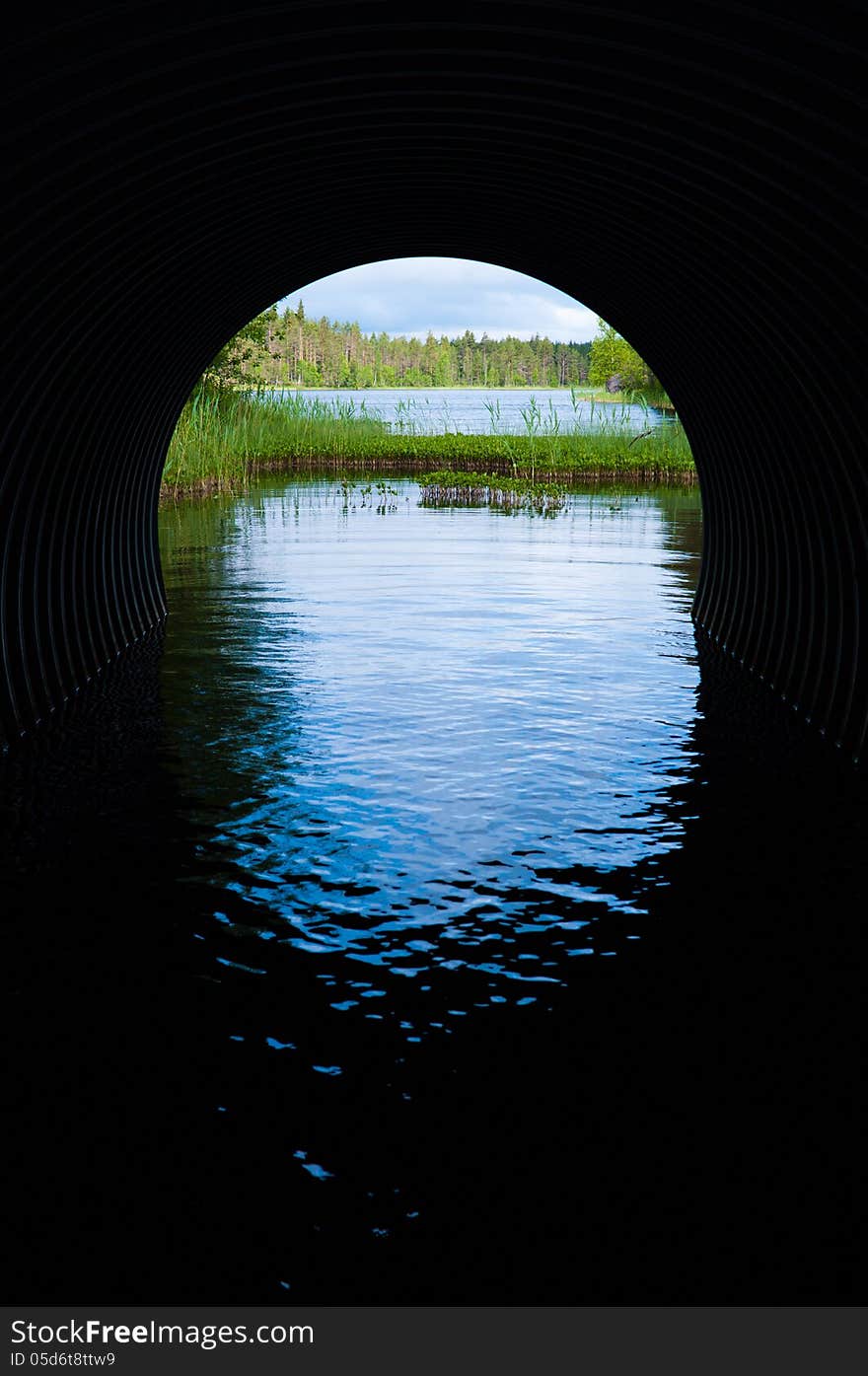 Lake in Karelia inside the tunnel. Lake in Karelia inside the tunnel.