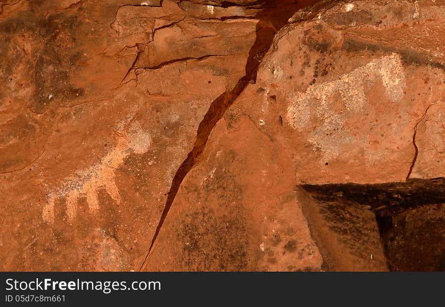 Petroglyphs at the Palatki ruins, Sedona Arizona. The Petroglyphs date back to 6000 years ago. Image taken on Aprin 2, 2013. Petroglyphs at the Palatki ruins, Sedona Arizona. The Petroglyphs date back to 6000 years ago. Image taken on Aprin 2, 2013