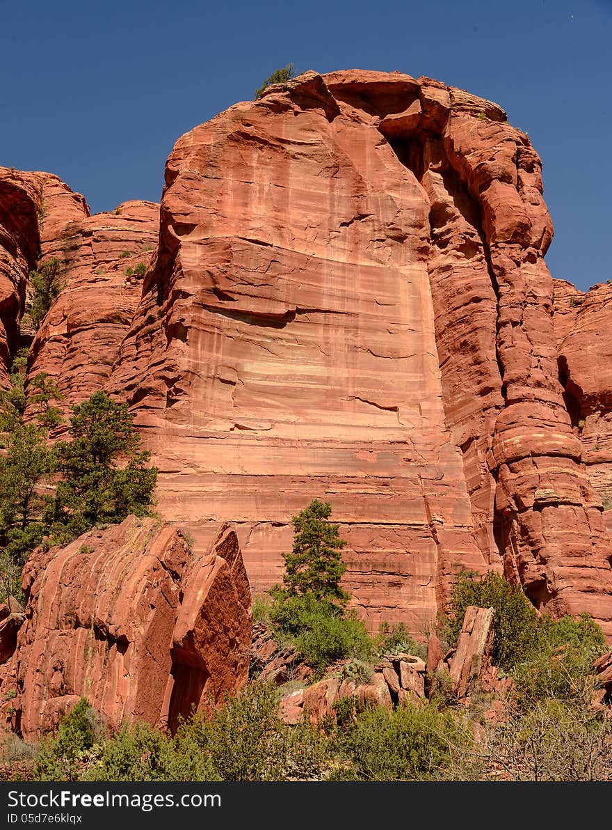 Sheer Red Rock Cliff Wall