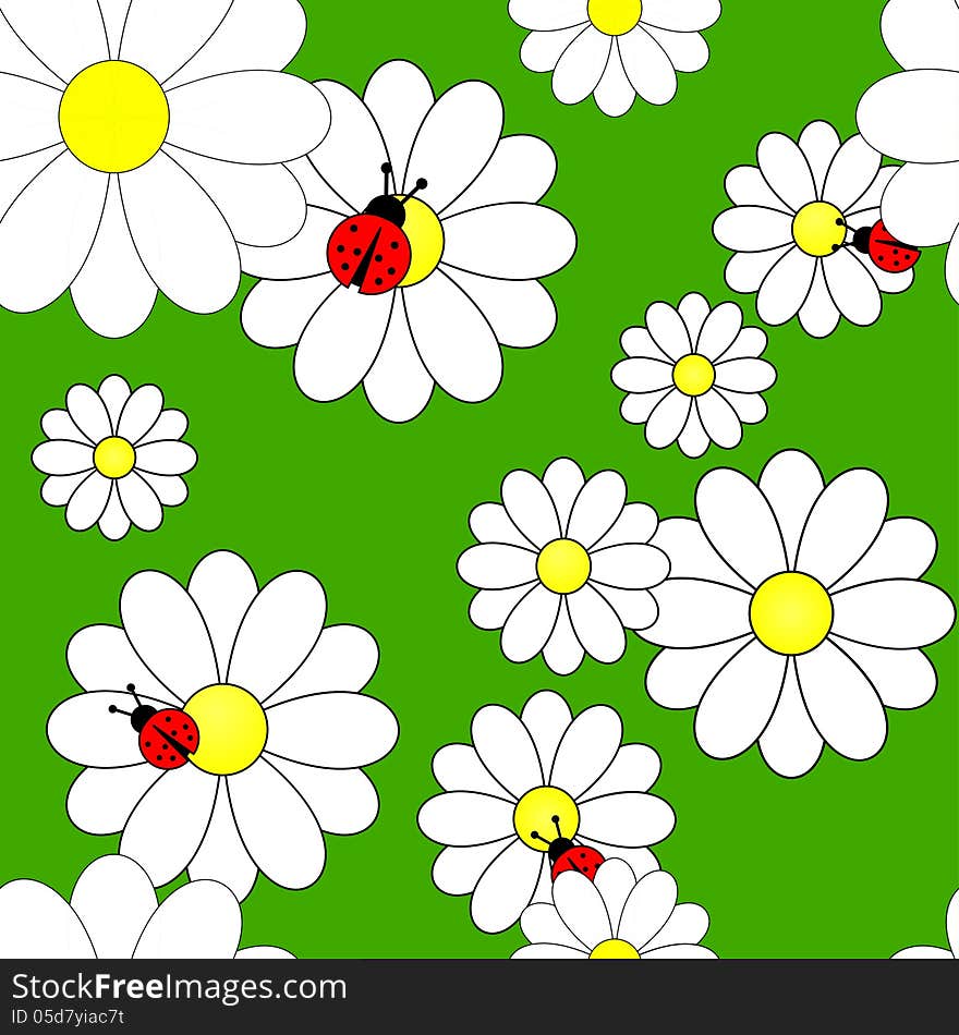 Vector seamless pattern with camomiles