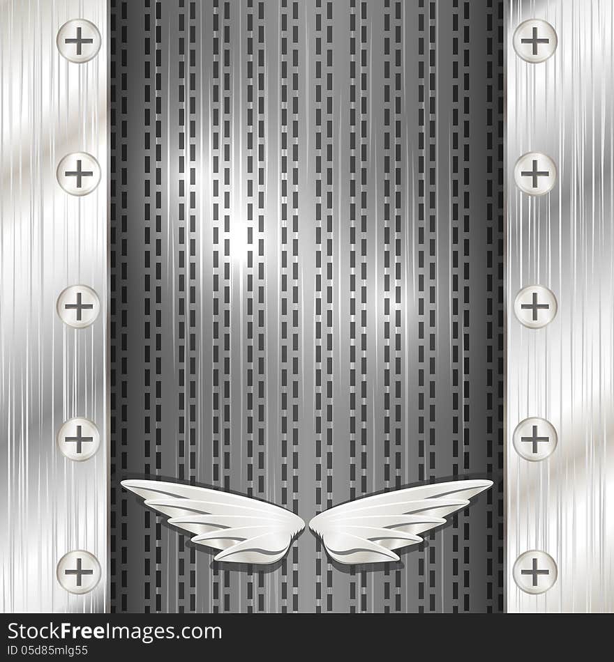 Gray metallic background with wings