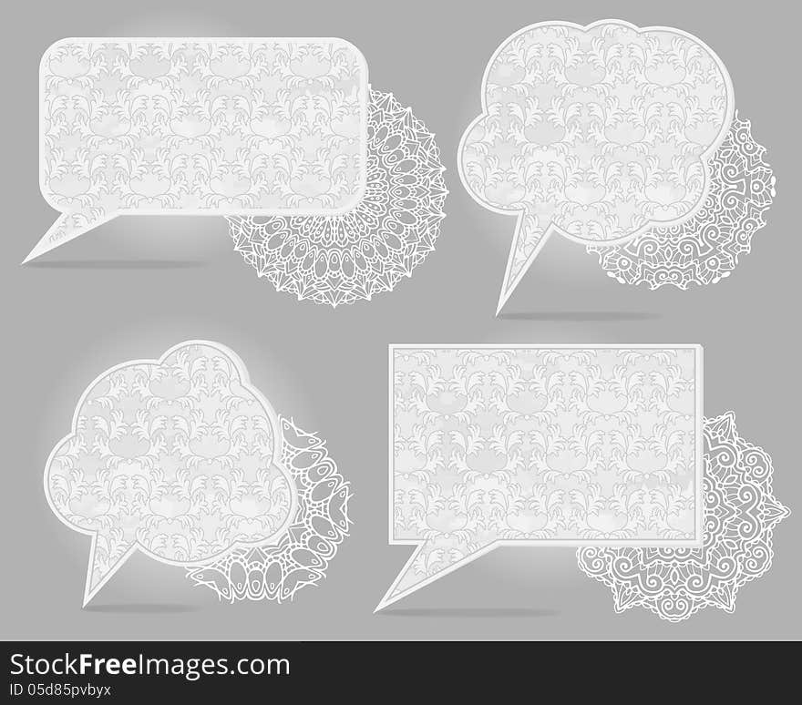 Four vintage speech bubbles