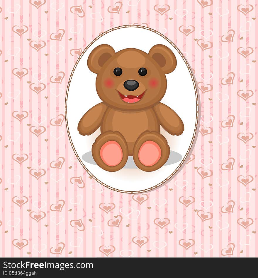 Baby card with toy bear