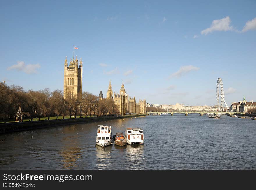 Palace Of Westminster And River Thames