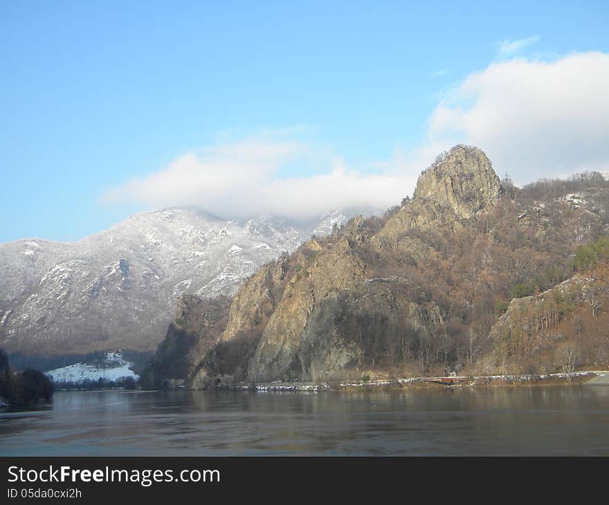 Mountains near a river