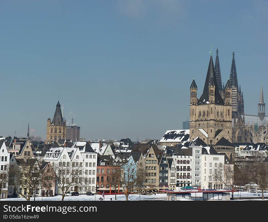 A view at Cologne in winter. A view at Cologne in winter