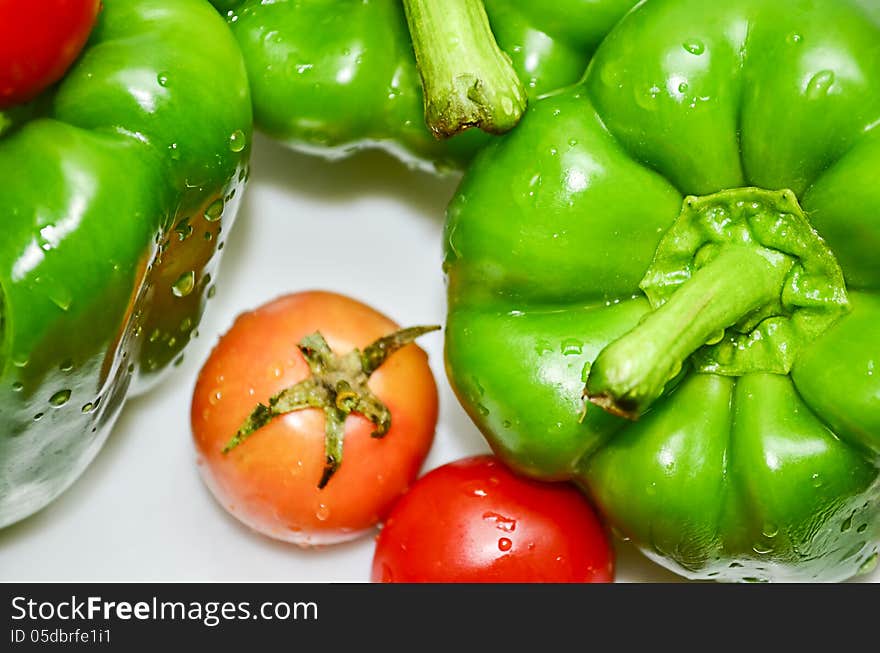 Green Capcicum Chilli And Tomato