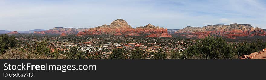 Panoramic view of the red rock country in Sedona Arizona