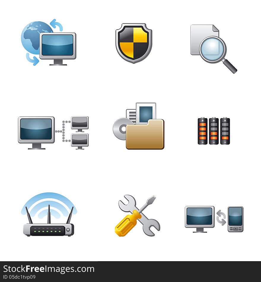 Computer network icon set