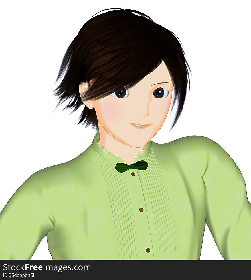 Stylish Boy in bowtie in Anime style