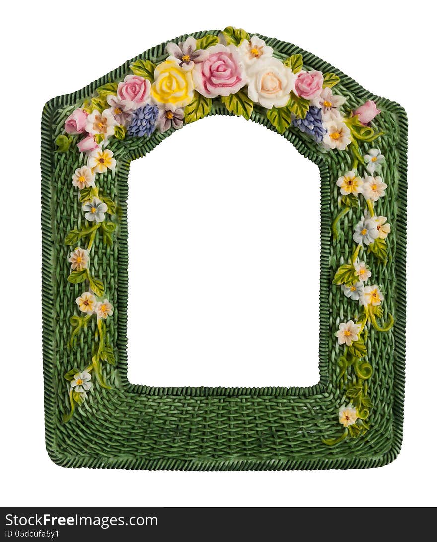 Decorative photo frame with flowers (with clipping path).