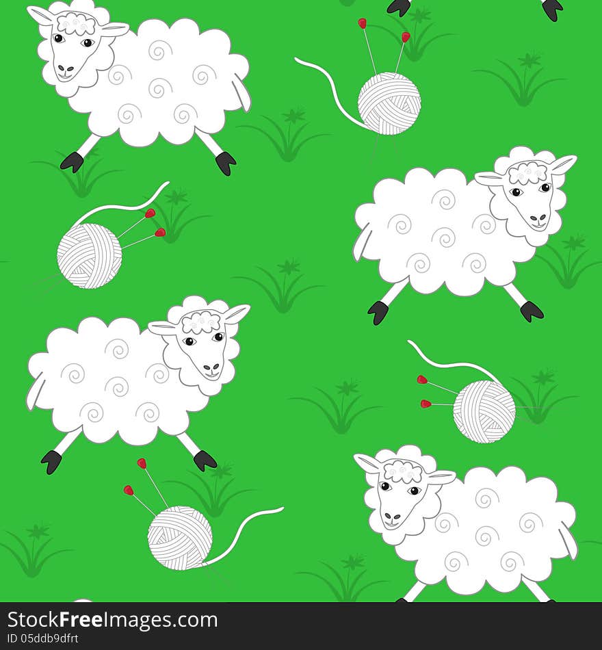 Sheeps and balls for knitting