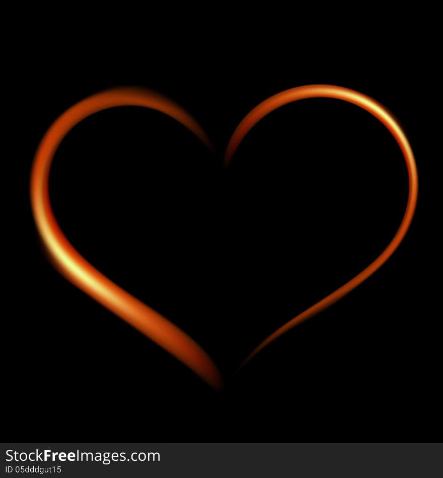 Fiery Heart On A Black Background.