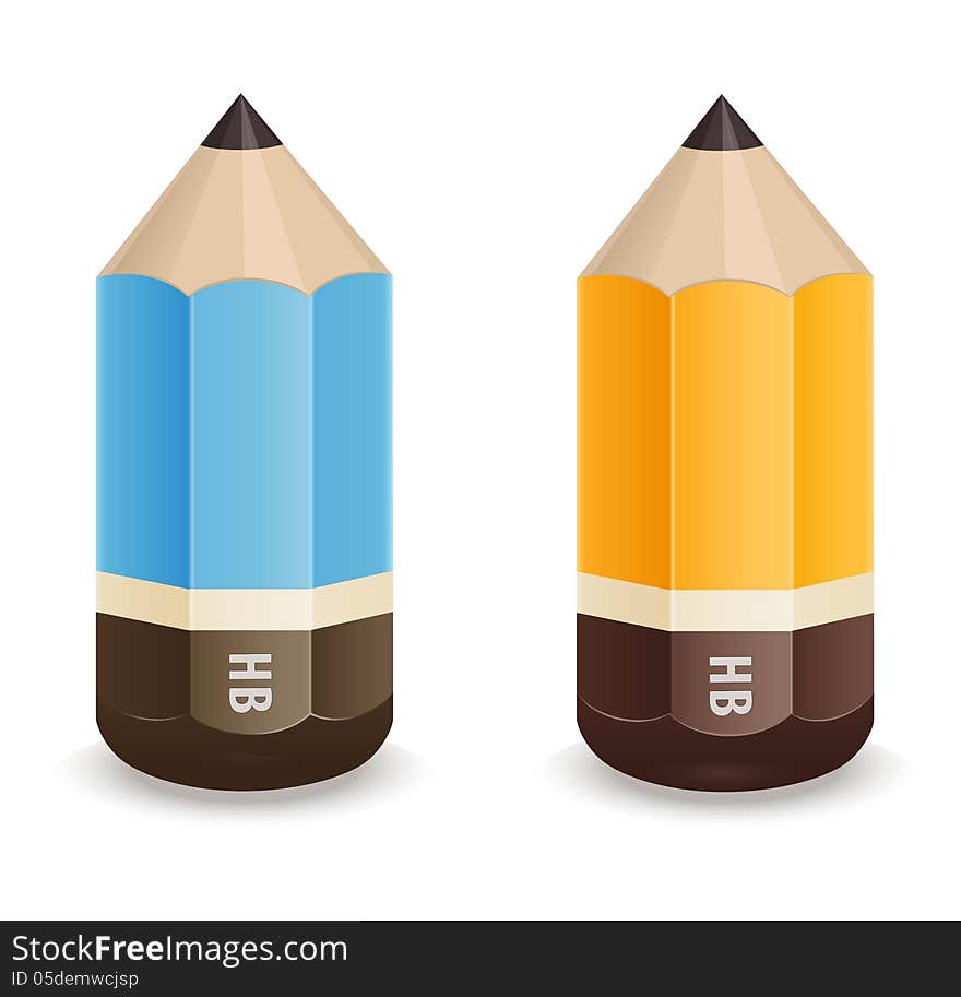 Two pencils on white background. Two pencils on white background