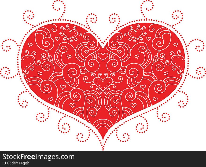 Red valentine heart for your design