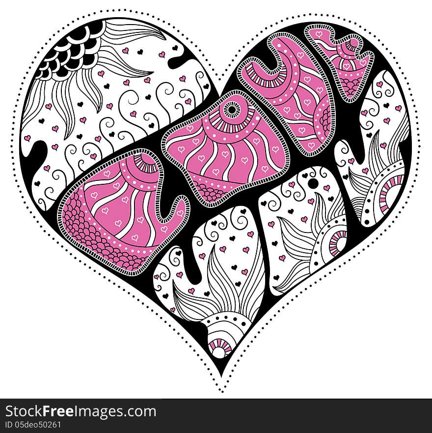 Abstract decorative heart with words I love you