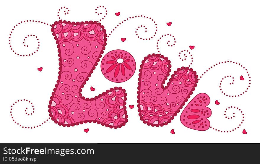 Cute word love for your design